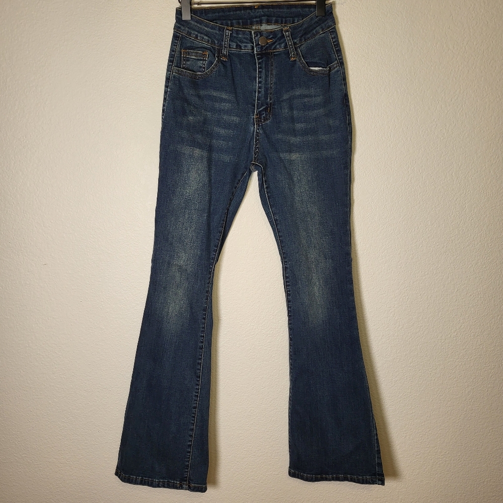 SHEIN High-Rise Flare Leg Denim Jeans size Petite Small/2P (see measurements)